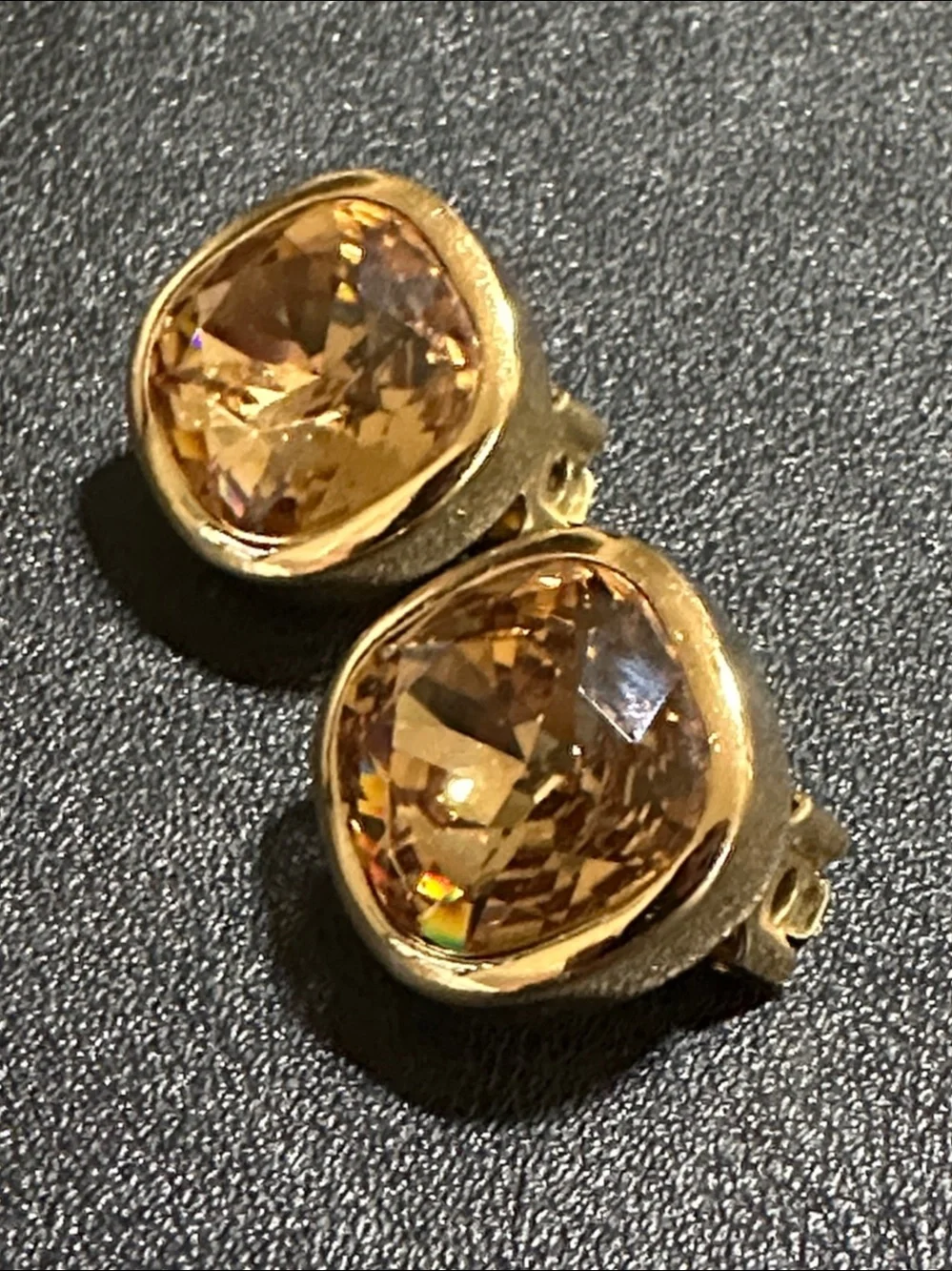 Christian Dior Gold Crystal Vintage Clip On Earrings